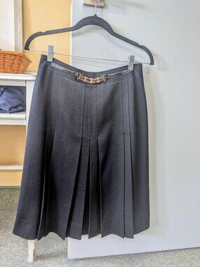Vintage Celine Paris Black Wool Skirt